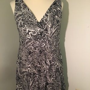 Lands End V Neck Sun Dress Paisley Pattern